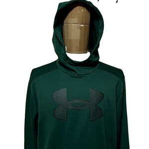 Under Armour Hoodie Mens XL Green Fleece Big Logo Pullover Sweatshirt Outdoors